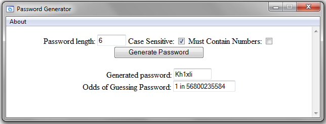 Password Generator Gigra 1.1 software screenshot