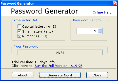 Password Generator Software 2.3 software screenshot