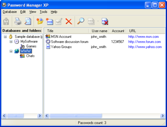 Password Manager XP Professional 3.3.698 software screenshot