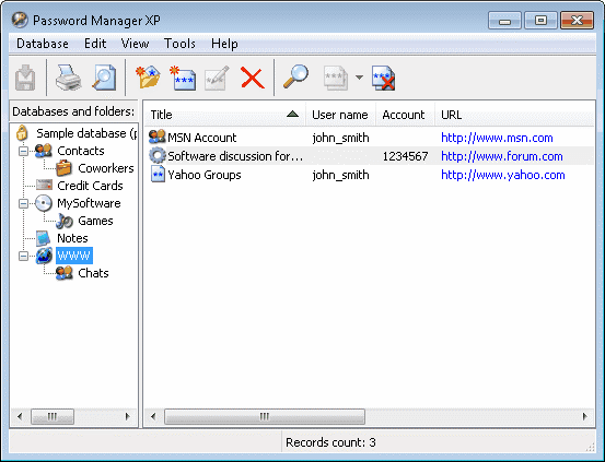 Password Manager XP 3.3.698 software screenshot