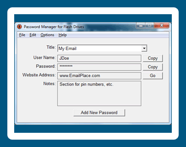 Password Manager for Flash Drives 1.01 software screenshot