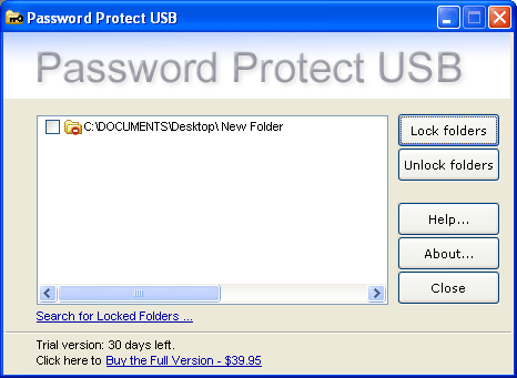 Password Protect USB 3.6.1 software screenshot