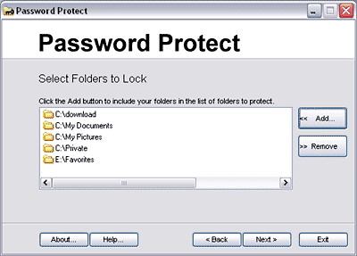 Password Protect 3.4 software screenshot