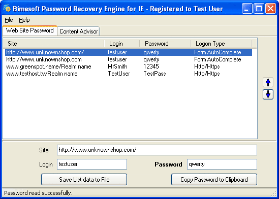 Password Recovery Engine for Internet Explorer 2.0 software screenshot