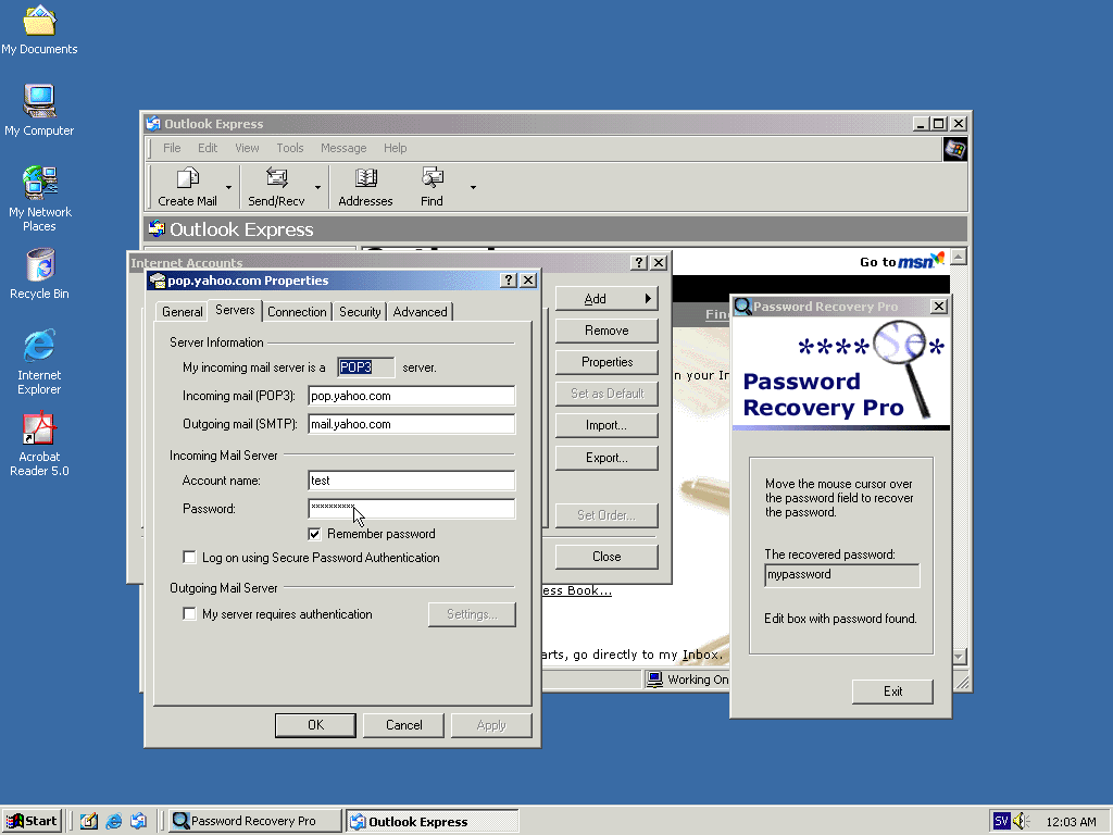 Password Recovery Pro 1.00 software screenshot