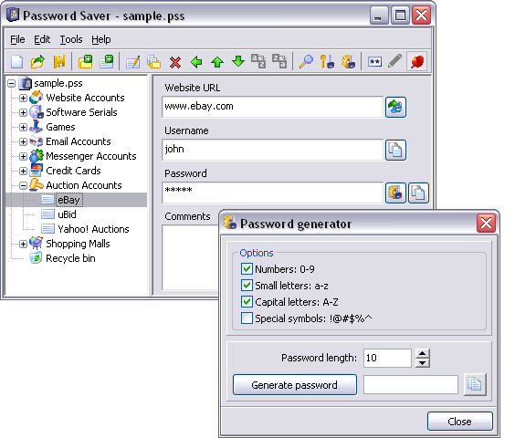 Password Saver 4.1.1 software screenshot
