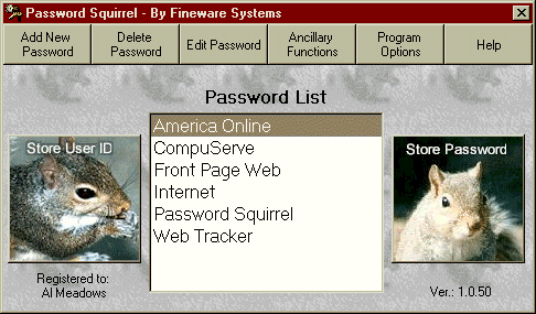 Password Squirrel 1.0.70 software screenshot