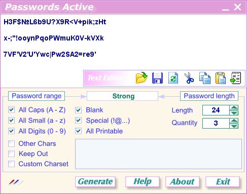 Passwords Active 1.3 software screenshot