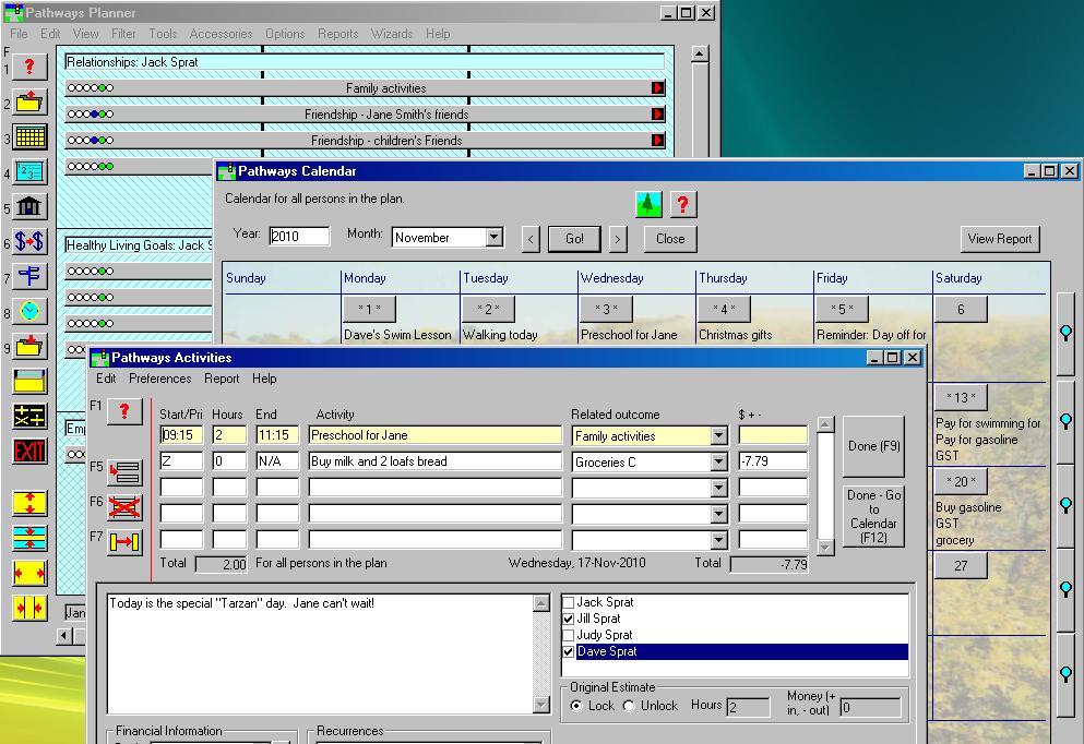 Pathways Planner 5.2 software screenshot