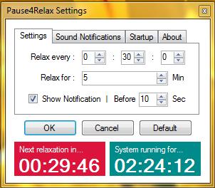 Pause4Relax 2.3.0 software screenshot