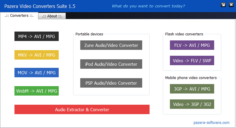 Pazera Video Converters Suite 1.6 software screenshot