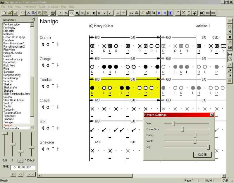PercussionStudio 3.05d software screenshot