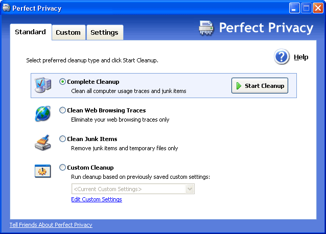Perfect Privacy 2.0 software screenshot