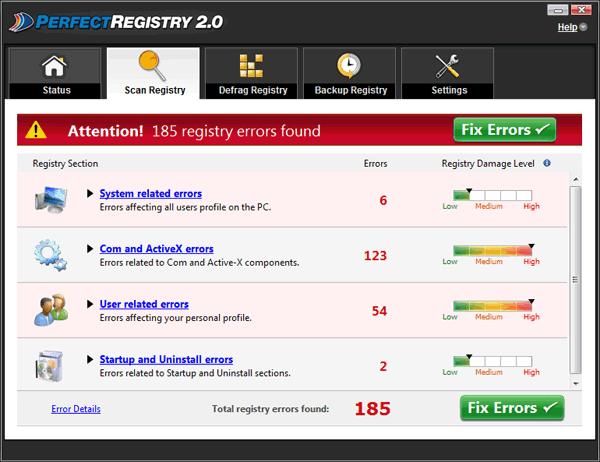 PerfectRegistry 2.0.0.2679 software screenshot