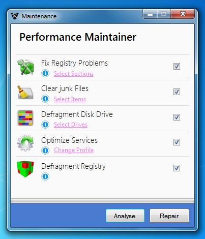 Performance Maintainer 0.7.0.0 software screenshot