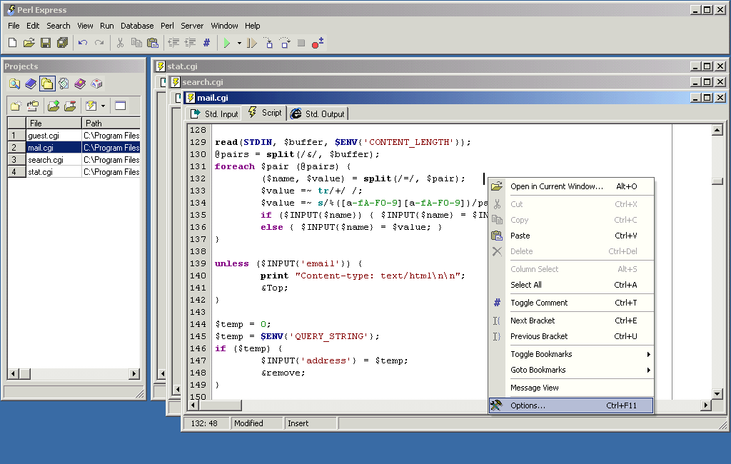 Perl Express 2.5 software screenshot
