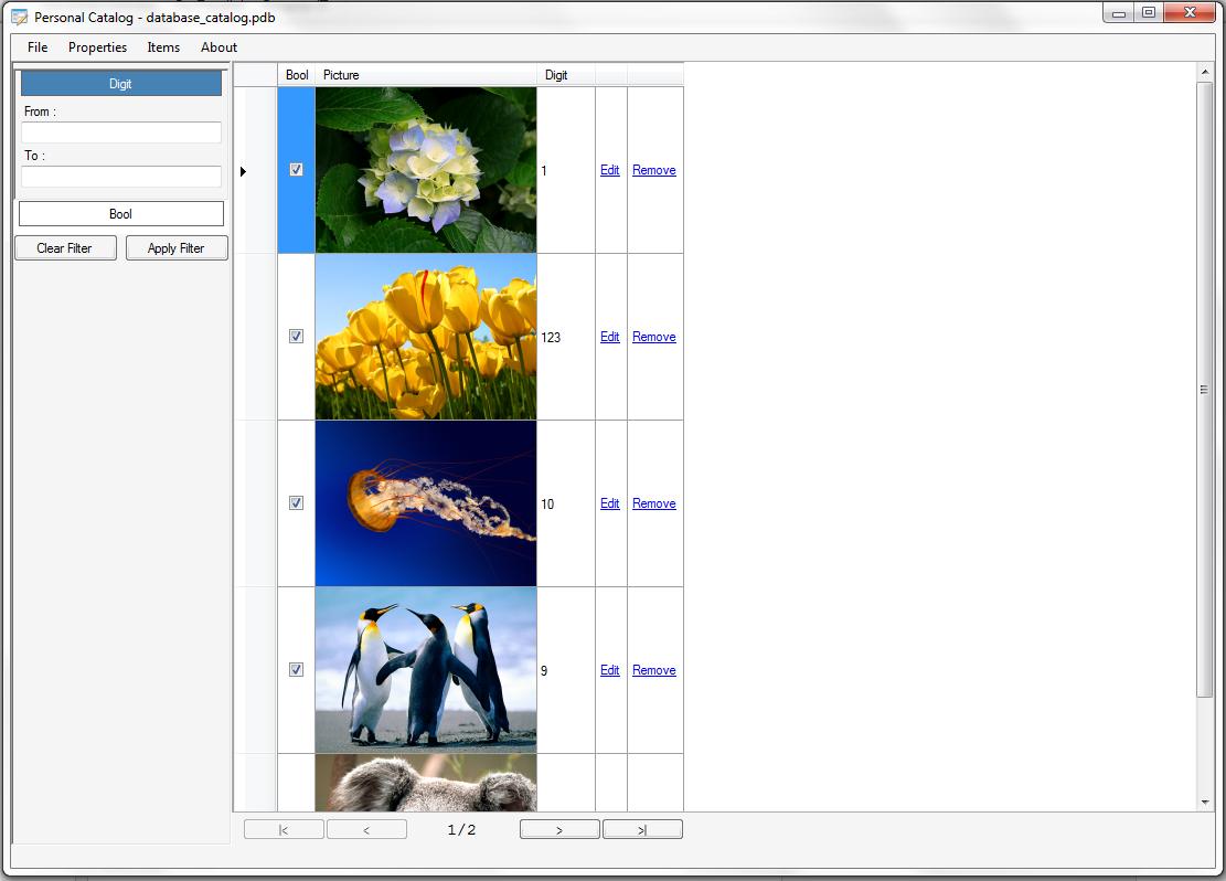 Personal Catalog 0.1 r5 software screenshot
