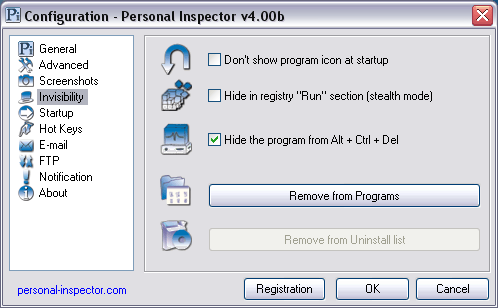 Personal Inspector 6.20 software screenshot