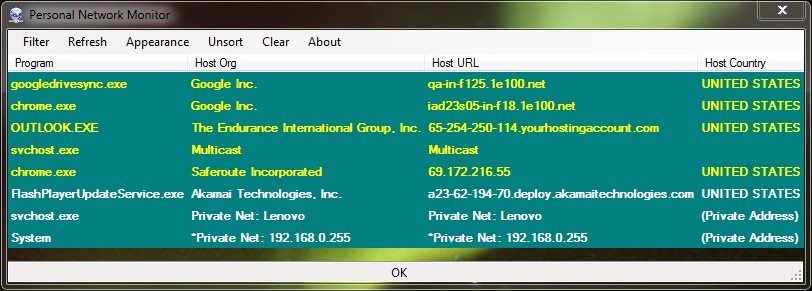 Personal Network Monitor 3.1.0.0 Beta software screenshot