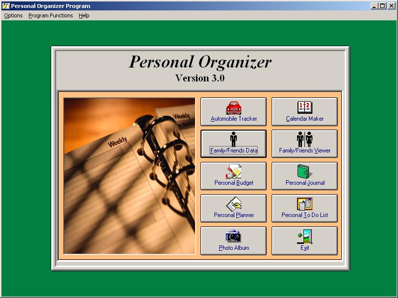 Personal Organizer 6.0 software screenshot