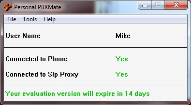 Personal PBXMate 1.6.44 software screenshot