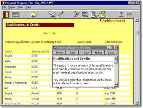 Personal Progress File, Personal Edition 1.4.01aPE software screenshot