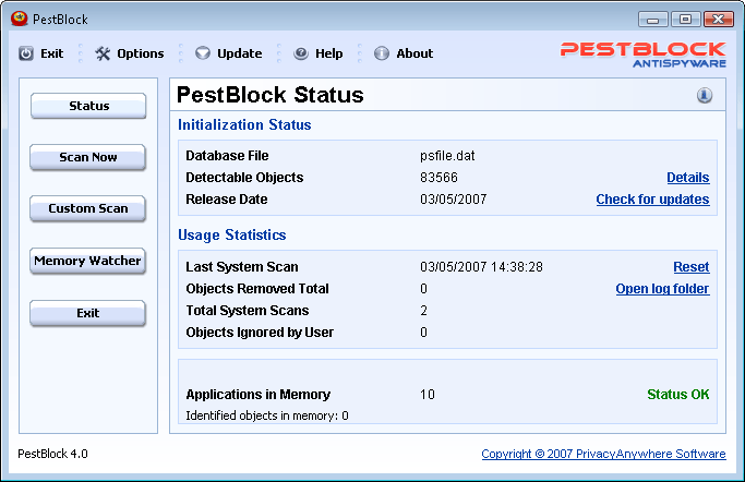 PestBlock 4.1.7 software screenshot