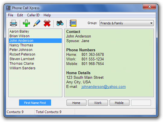Phone Call Xpress 2.3.1 software screenshot