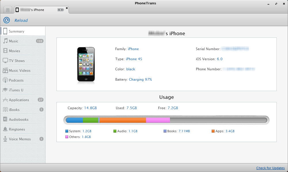 PhoneTrans 4.9.0 software screenshot