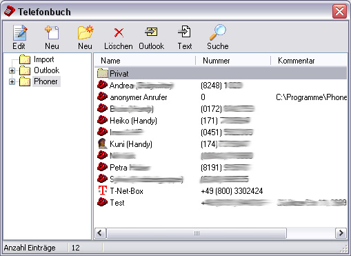 Phoner Portable 3.16 software screenshot