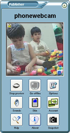 Phonewebcam Publisher 3.6 software screenshot