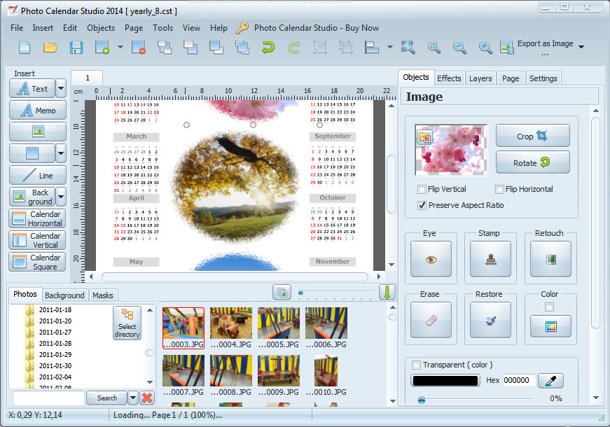 Photo Calendar Studio 2016 2.0 software screenshot