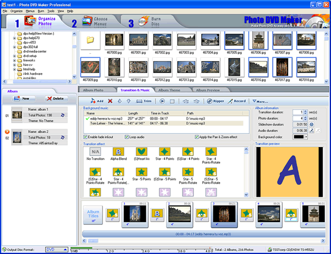 Photo DVD Maker Professional 8.52 software screenshot