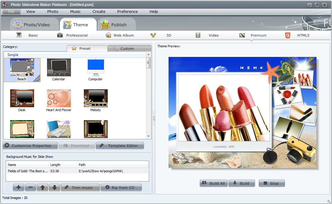 Photo Slideshow Maker Platinum 5.55 software screenshot