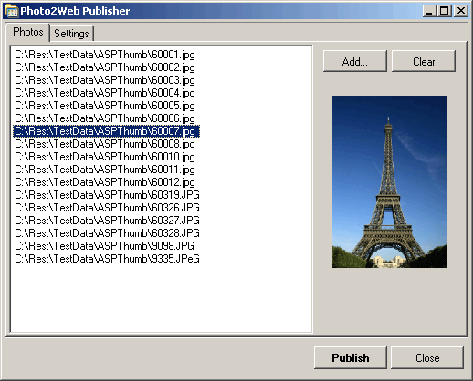 Photo2Web Publisher 1.20 software screenshot