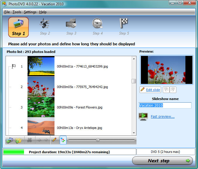 PhotoDVD 4.0.0.37d software screenshot