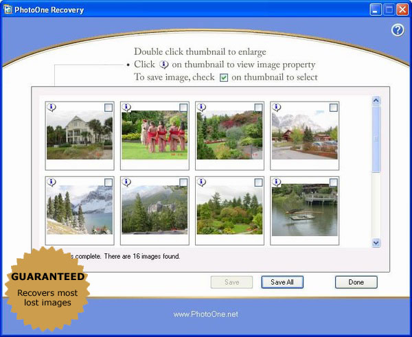 PhotoOne Recovery 2.0 software screenshot