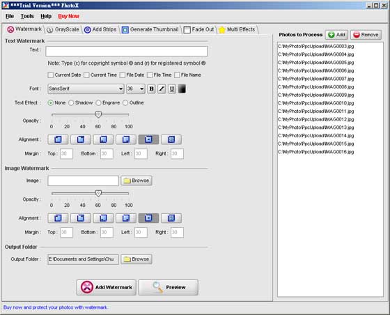 PhotoX Batch Watermark Creator 3.6.2.430 software screenshot