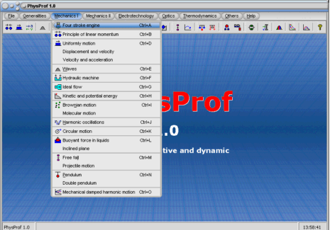 PhysProf 1.0 software screenshot