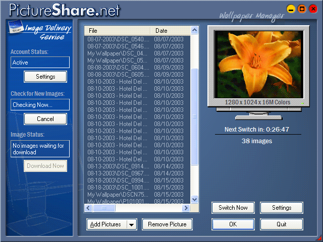PictureShare.net Wallpaper Manager 5.0.5 software screenshot