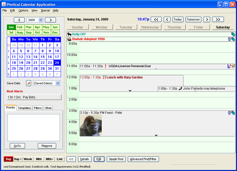 Pimlical Calendar 1.4.80 software screenshot