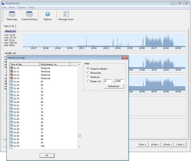 Ping Monitor Free 4.0 software screenshot