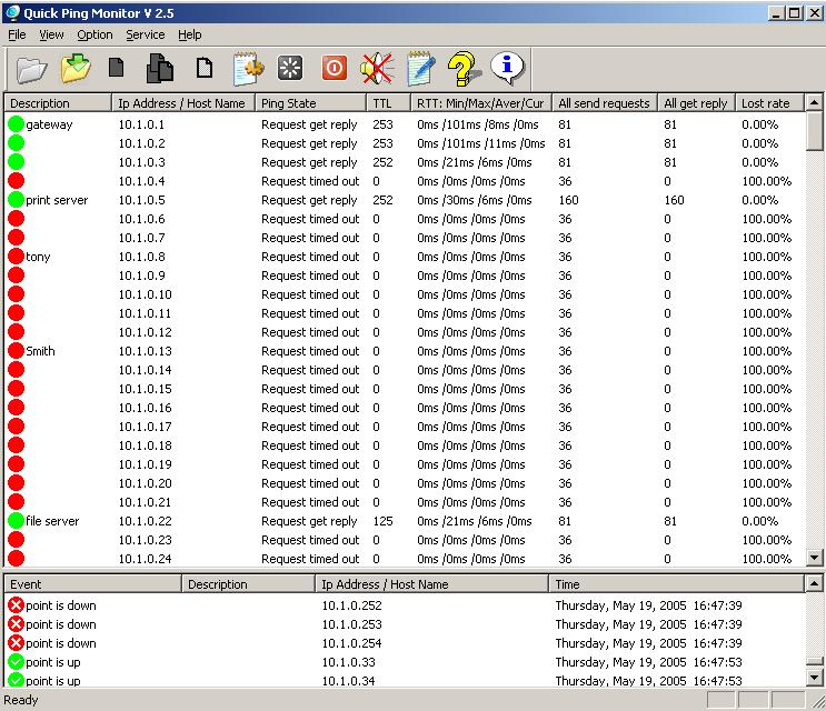Ping Monitor Tool : SuperPinger 2.11 software screenshot