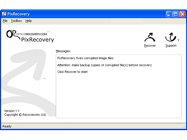 PixRecovery 1.6.1005 software screenshot