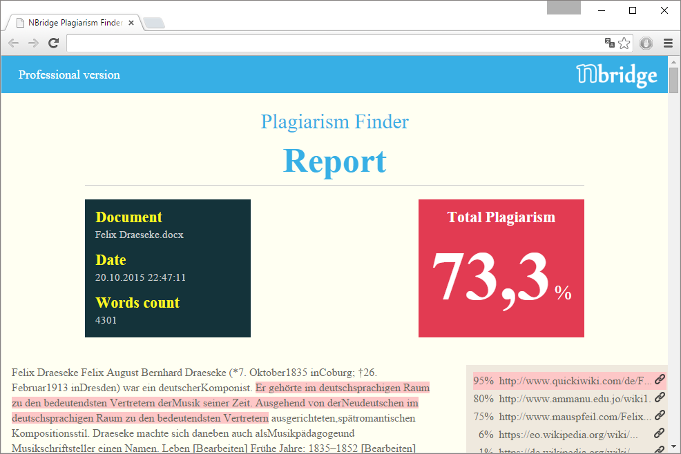 Plagiarism Finder 3.0.2 software screenshot