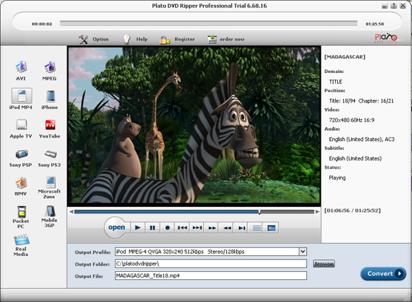 Plato DVD Ripper Pro 12.02.01 software screenshot