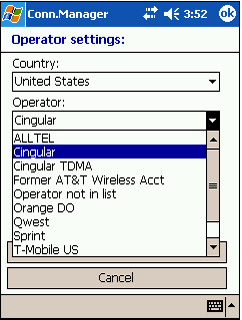 Pocket Connection Manager 3.01 software screenshot