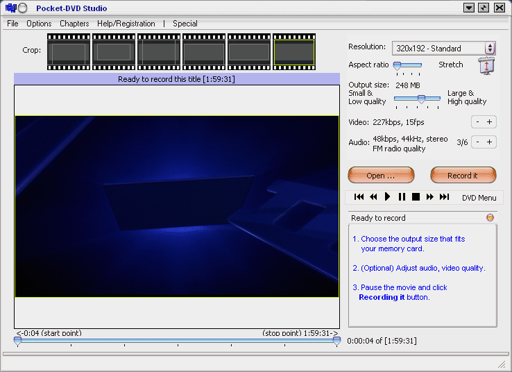 Pocket DVD Studio 7.01.03 4.1 software screenshot