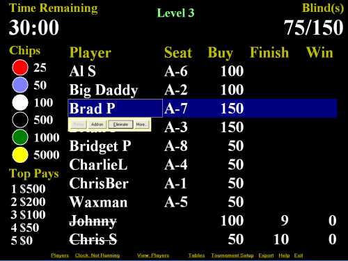 Poker Tournament Manager Deluxe 5.0.2 software screenshot