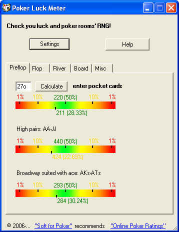 PokerLuckMeter 1.0 software screenshot
